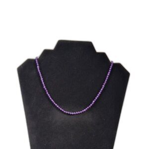 Dark Purple Small Round Glass Beaded Single Strand Whimsigoth Choker Necklace